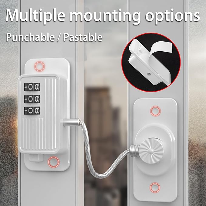 Heavy Duty Combination Refrigerator Lock (4 Pack) - Cabinet Locks Baby Proofing, No Drilling Adhesive Fridge Locks, for Fridge, Cabinets, Drawers, Window and Child Safety Cabinet Lock