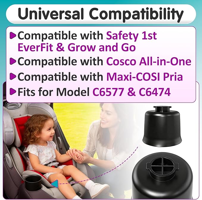 2Pcs Cup Holder Compatible with Safety 1st EverFit & Grow and Go, Compatible with Maxi-COSI Pria, Cosco All-in-One Car Seat (Model C6577 & C6474), Durable PP Injection Molded