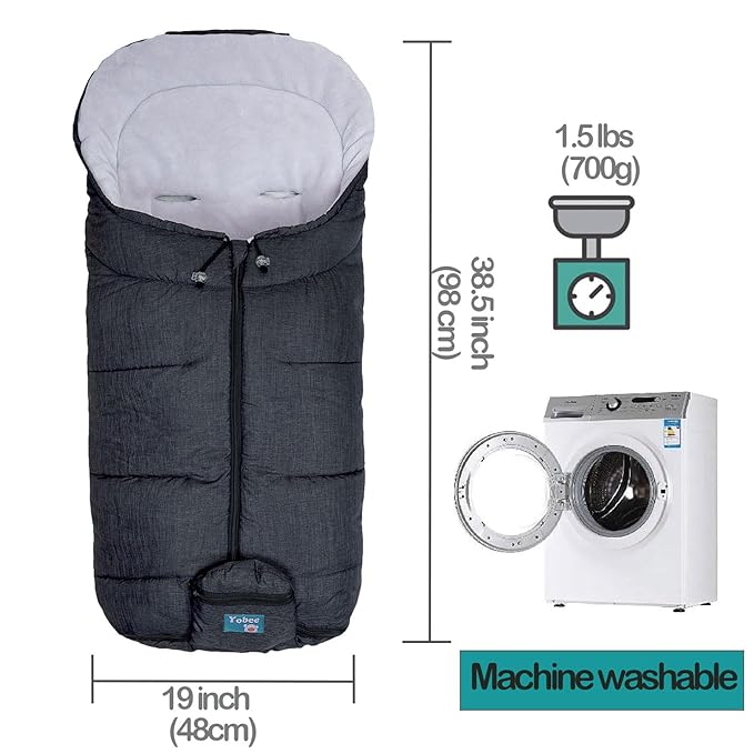 Yobee Winter Outdoor Tour Waterproof Stroller Bunting Bag, Warm and Comforatble Stroller Footmuff, Toddler Universal Stroller Sleeping Bag, Multi-Use,6 to 36 Months