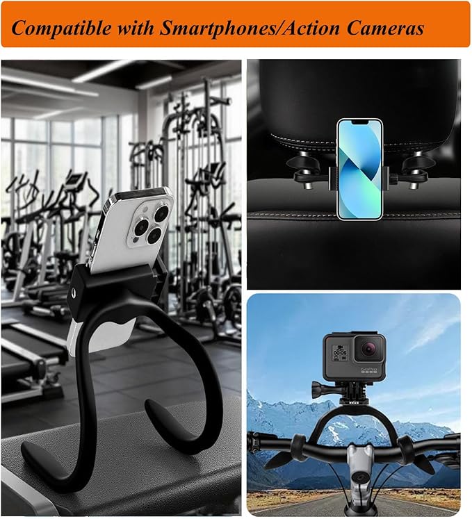 Universal Silicone Phone Holder for Strollers, Bikes, Wheelchairs&Fitness Equipment-Clamp with Non Slip Silicone Arm Grip, Portable Cell Phone Holder Stand