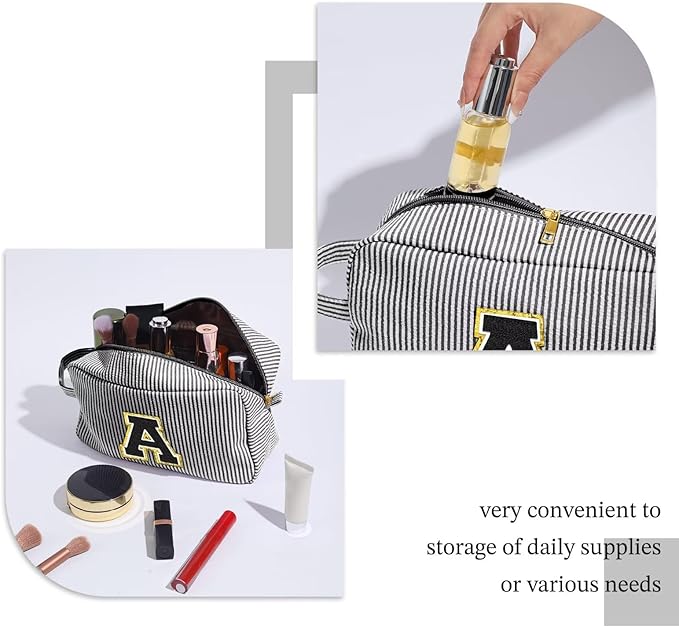 YOOLIFE Travel Makeup Bag for Women - Initial Cosmetic Bag Toiletry Pouch Make Up Case for Women Friend Sister Teacher, Personalized Birthday Gifts for Women, Black Z