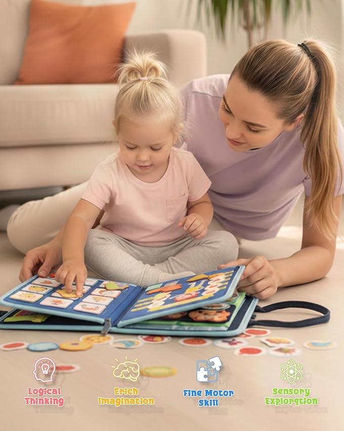 Busy Board for 1 Year Old, Busy Book for Toddlers 1-3, Montessori Toys for 1 Year Old, Educational Sensory Activities Learning Toy Fine Motor Skills, Travel Toy for Airplane or Car, Boy Birthday Gifts