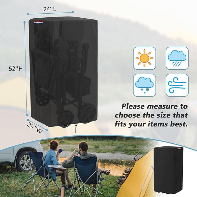 Fizentia Wagon Cover compatible with Wonderfold W6 Luxe Pro Stroller Wagon(Cover Only),Waterproof 420D Stroller Wagon Cover for Wagon W6,Dustproof Cover for Wagon Stroller 6 seater-29"L x 24"W x 52"H