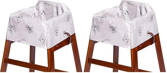 J.L. Childress Disney Baby by Disposable Restaurant High Chair Cover Individually Wrapped for Travel Convenience, Mickey and Minnie, 12 Count (Pack of 2)