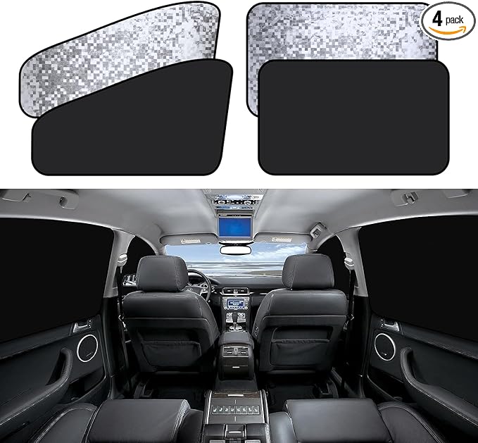 ZATOOTO Side Window Sun Shade - 4 Pack Car Window Covers 99% UV Light Block Car Curtains Magnetic Side Window Sun Shade Keeps Cooler for Breastfeeding, Taking a nap, Changing Clothes, Camping