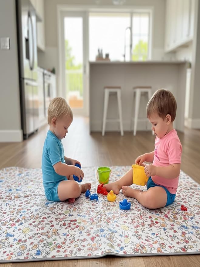 Waterproof High Chair Splat Mat – Machine Washable Floor & Table Protector for Baby Feeding, Art & Crafts, Outdoor Use (Family, 57x59 Inch)