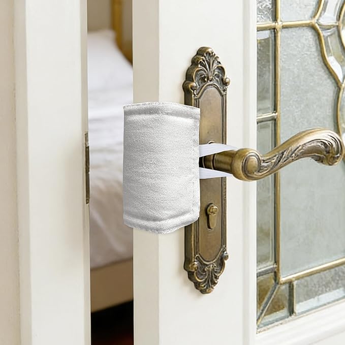 Door Latch Cover Baby Door Silencer Cushion for Slamming, Quiet Lock Cover Closer Durable Material for Light Sleeper Nursery Children - 4x3 inches, White, 6 Pieces