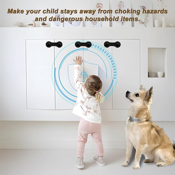 Child Proof Cabinet Locks-(10-Pack) - Child Locks For Cabinets And Drawers,Easy To Install (No Drilling) For Drawers, Cabinet Seat, Toilet Seat, Fridge, Oven, Appliances