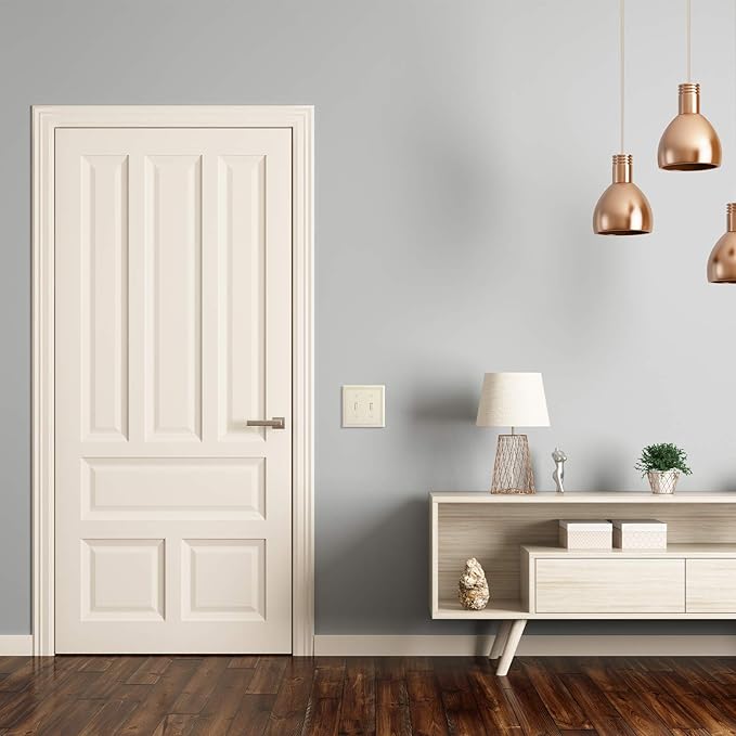 Henne Bery Sunken Pearls Heavy Duty Decorative Wall Plate Switch Plate Outlet Cover, Durable Solid Zinc Alloy (Double Toggle, Light Almond)