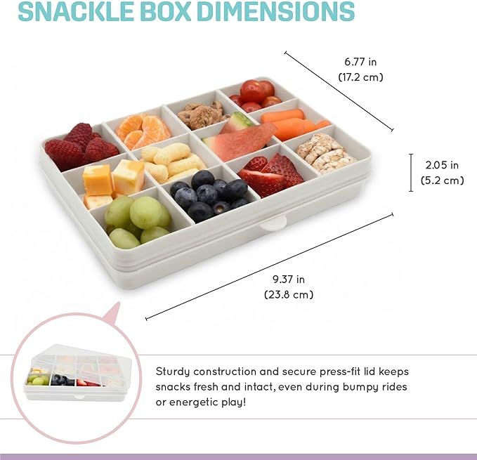 melii Snackle Box | 12 Compartment Divided Snack Container, BPA-Free Food Storage, Removable Dividers, Perfect for Kids Snacks, Arts & Crafts, Beads, and Kitchen Organization (White)