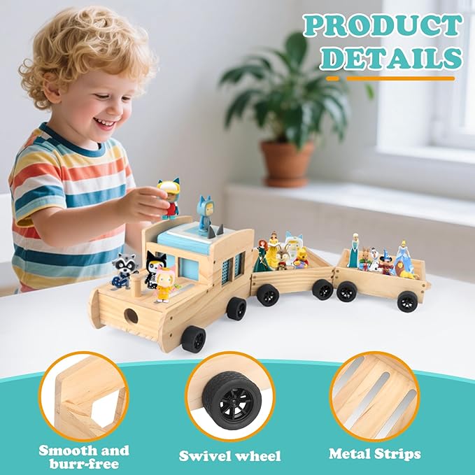 RZYLKA for Tonies Box Organizer Storage Shelf, Magnetic Floating Shelves for Toniebox 1/2 Player Tonies Figures Characters for Children, Display Collection 20~30 Characters - Train