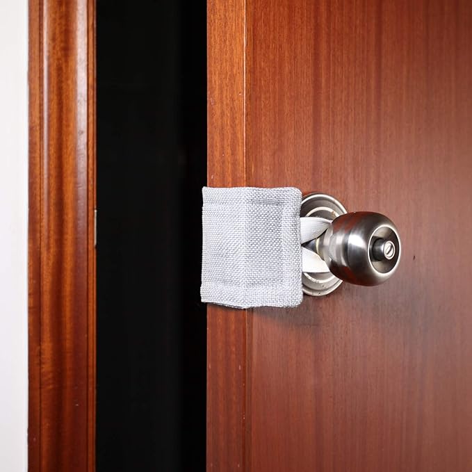 Door Silencer Door Jammer Durable Thick Burlap 1 Pack Door Closer Cushion Nursery Door Silencer Door Latch Cover for Noise Reducing Quiet Suitable for Most Doors3.25 x 5.5 Inch (Grey Burlap)