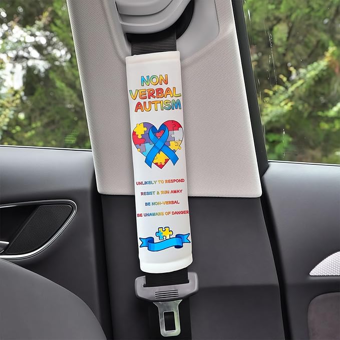 Autism Belt Covers, Car Seat Belt Covers, Sensory Friendly Design for Special Needs People, Autism Support Gift for Family Travel