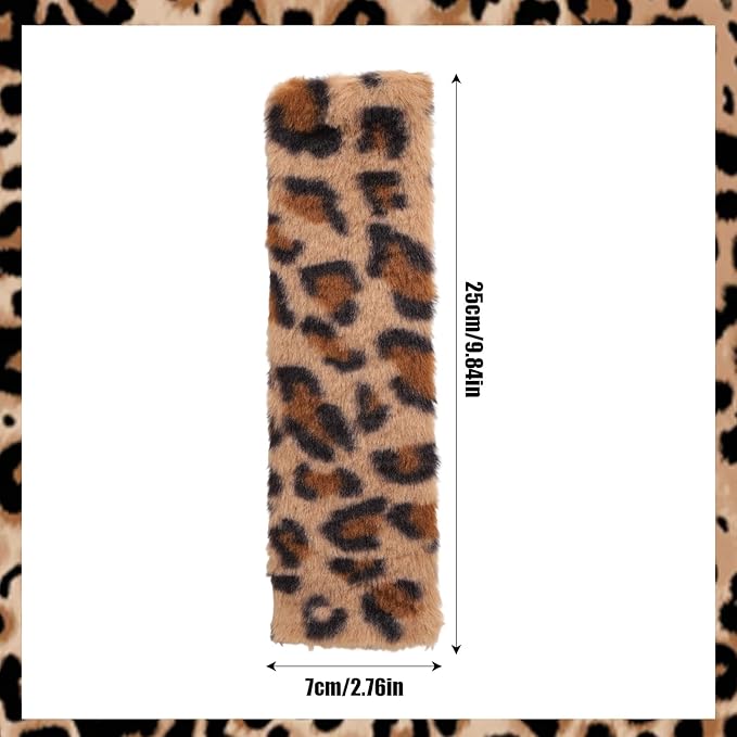 2pcs Cheetah Print Seat Belt Cover Pads, Cute Plush Car Seat Straps Shoulder Cushions Fluffy Soft Leopard Print Seatbelt Protectors Car Accessories for All Cars & Backpack Comfortable Use