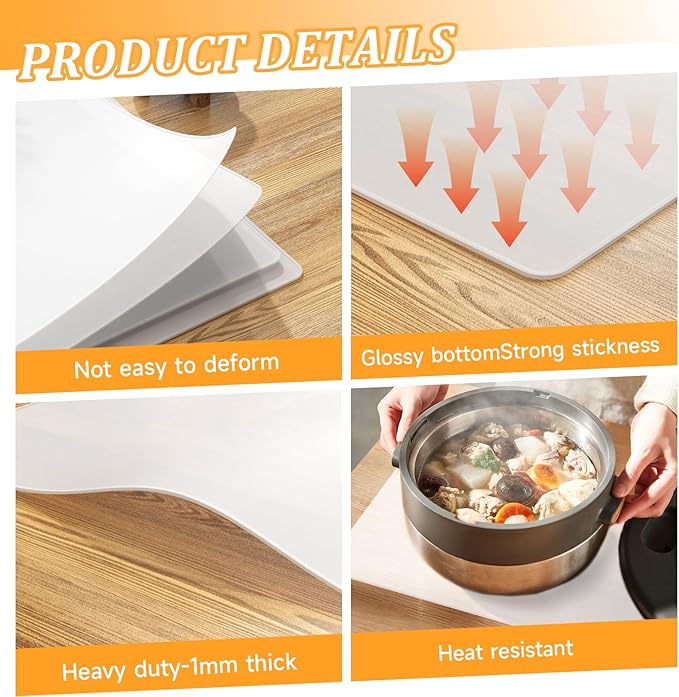 Silicone Placemats for Toddlers Baby,Food-Grade,Non-Slip,Dining,Heat Resistant Silicone Mat,Small Baking Mat,Kitchen Counter Mat,Dishwasher Safe (15.7x11.8inch-4pack, Translucent)