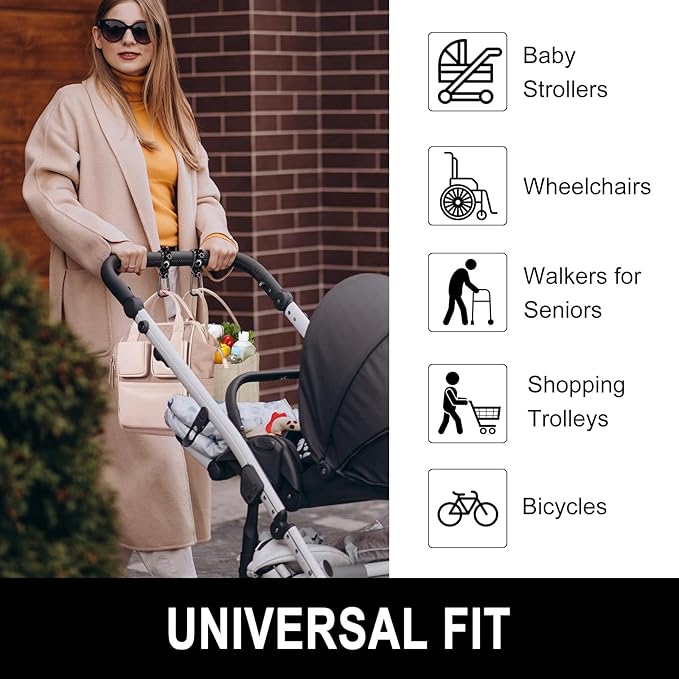 Baby Stroller Hooks for Hanging Bags, Universal Stroller Clips Accessories, Mommy Hook for Diaper Bag, Shopping Cart, Purse, Backpack - 2 Pack, Starry Sky