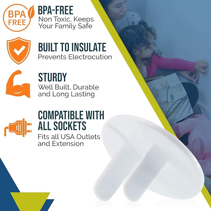 Outlet Covers Baby Proofing (32 Pack) By Wappa Baby | Safe & Secure Electric Plug Protectors | Sturdy Childproof Socket Covers For Home & Office | Easy Installation | Protect Toddlers & Babies | White