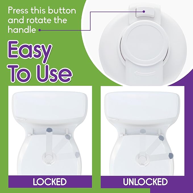Mars Baby Child Safety Toilet Seat Lock - Easy to Install and Use Toilet Lock, Baby Proof Your Bathroom - Easy Install No Tools Needed - Fits Most Toilets - 2 Pack