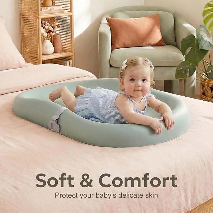 Mallify Baby Changing Pad with Waterproof and Non-Toxic Surface, Changing Table Pad with Adjustable Safety Belt, Easy-Clean & Portable Changing Pad for Dresser(Green)