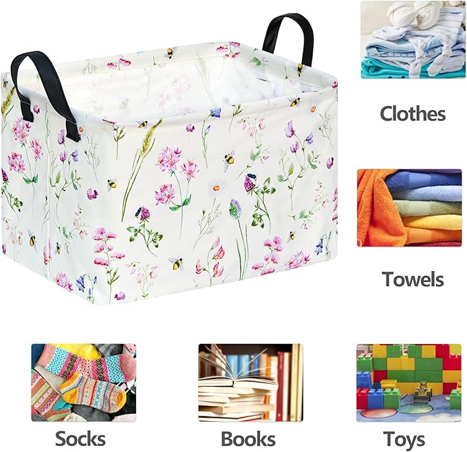 ACMUUNI Rectangle Gift Shelf Nursery Storage Basket Laundry Hamper Storage Box and Bins for Home Clothes with Handles
