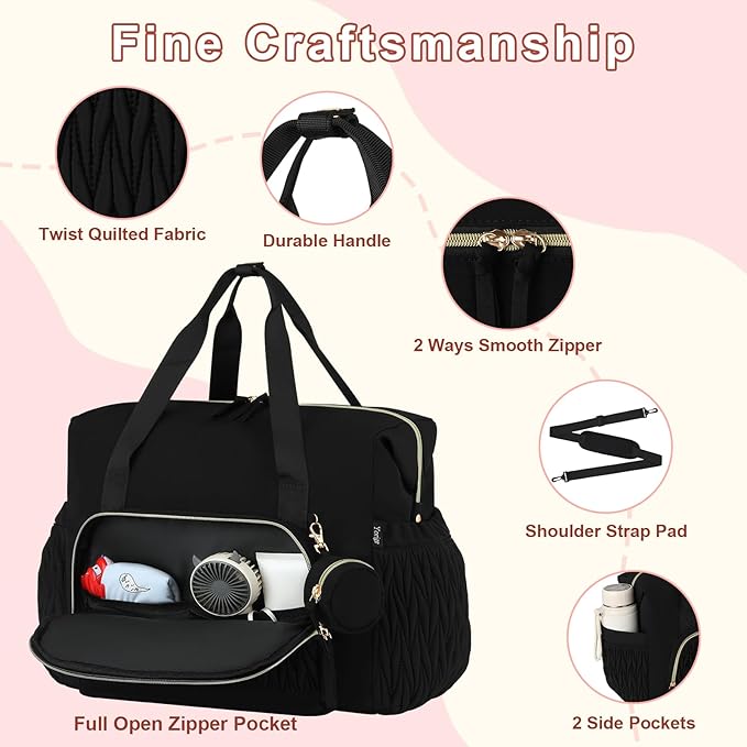 Yorige Diaper Tote Bag for Baby 6pcs, Large Mom Hospital Bags with Changing Pad Pacifier Case for Labor Delivery Boy Girl