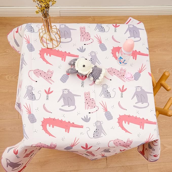 CoolaPeach Splat Mat for Under High Chair/Arts/Crafts, Washable Baby Spill Mat Waterproof Non-Slip Floor Splash Mat, Portable Play Mat and Table Cloth (Crocodile, 43"x 43")