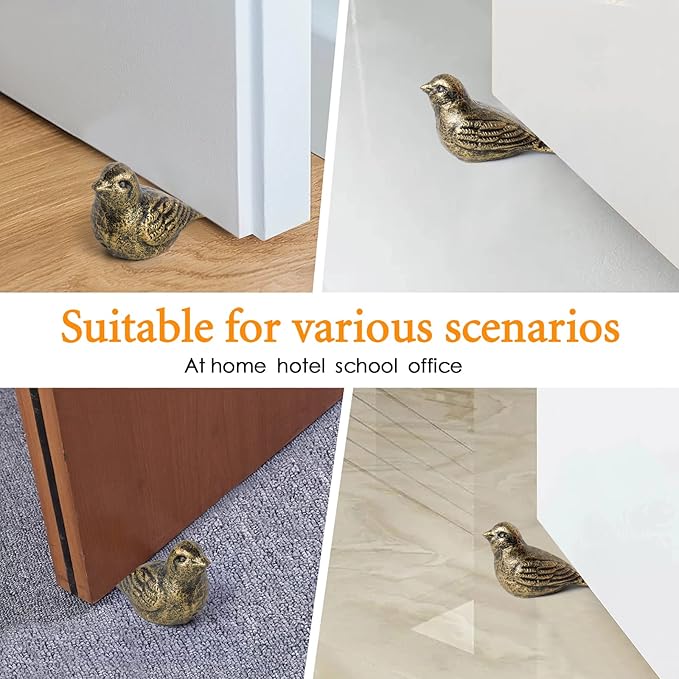 Cast Iron Door Stop Heavy Door Stopper Solid Metal Wedge for Indoor Outdoor Use Cute and Durable Doorstop (Bronze Bird, 1Pack)