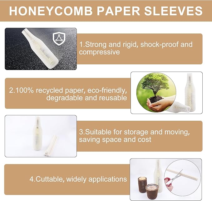 aromeili 36 Set Wine Bags for Travel Honeycomb Paper, Reusable Wine Bottle Protector Sleeves, Unbreakable Wine Travel Bags for Airplane Travel Transport Car Proof Safety Impact Resist White