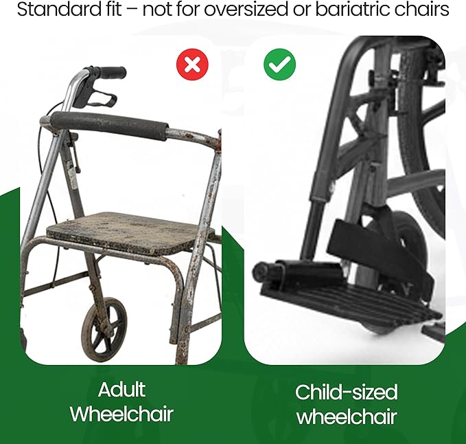 Healthline Wheelchair Swingaway Legrest Footplates with Heel Loops – Pair (Black) – Fits Select Standard Wheelchairs – Adjustable Length 16.5"–20.5" – Check Compatibility Before Ordering
