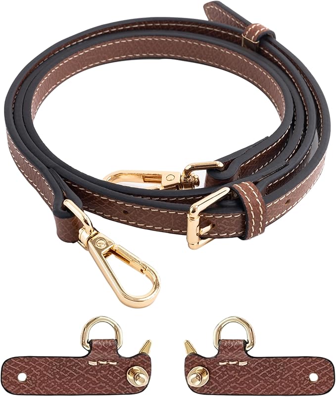 Mini Bag Organizer with Genuine Leather Crossbody Strap Conversion Kit, Compatible with Longchamp Mini Bag – Inner Liner Insert + Strap Kit Set, Beige