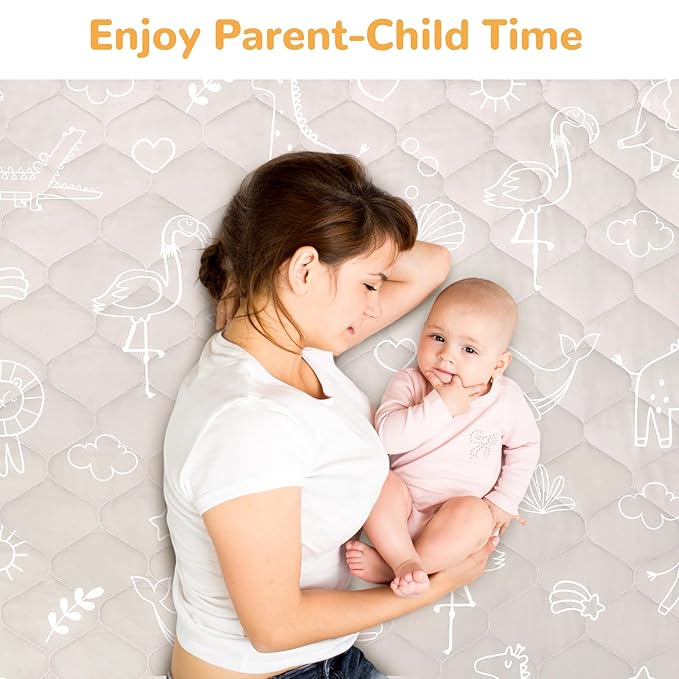 Baby Play Mat Toddler Playpen Mat 50 x 50 inch, Removable-Washable Cover,Extra Thick Foam Padding,Non-Slip Crawling Cushion for Infants, Toddlers & Babies Tummy Playing Time
