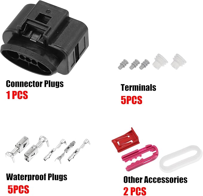 uxcell 1 Set 5 Pin No.1K0919231 Fuel Pump Control Connector Adapter Plug Clip Kit Replacement for VW for Audi for Seat for Skoda