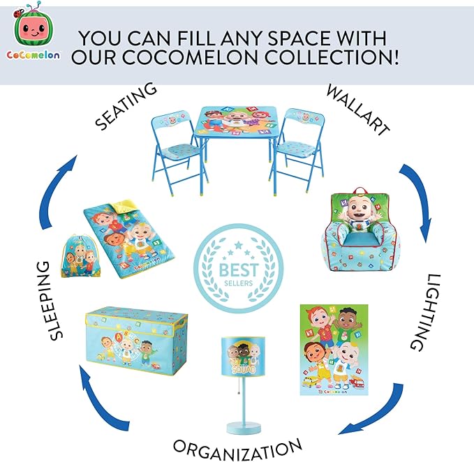 Cocomelon Pop-Up Hamper with Durable Carry Handles, Kids Laundry & Room Storage Organizer, 21”H x 13.5”W x 13.5”L