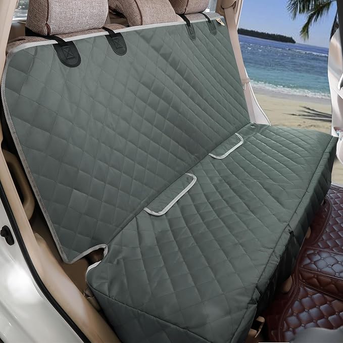 Bark Lover Dog Seat Cover for Back Seat More Durable Waterproof Backseat Protector, High Heat Resistant and Nonslip Back Seat Cover for Dogs Kids, Universal Size Fits Cars Trucks SUVs (Grey)