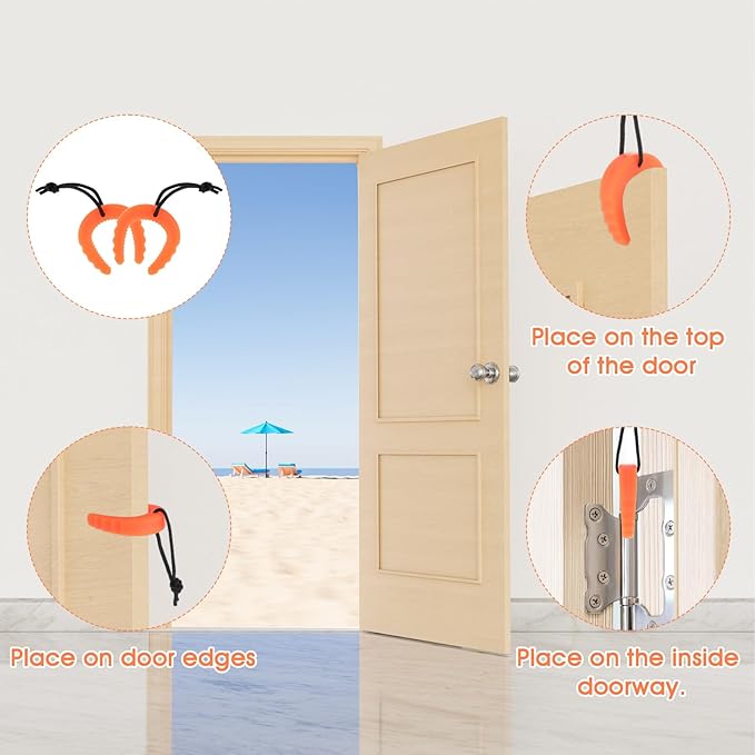 HJZHII 4 PCS First Responder Door Stop, Door Jam for Law Enforcement Door Pinch Guard from Closing Edge Door Finger Guards Security Emergency Police Door Stoppers (Orange, Black)