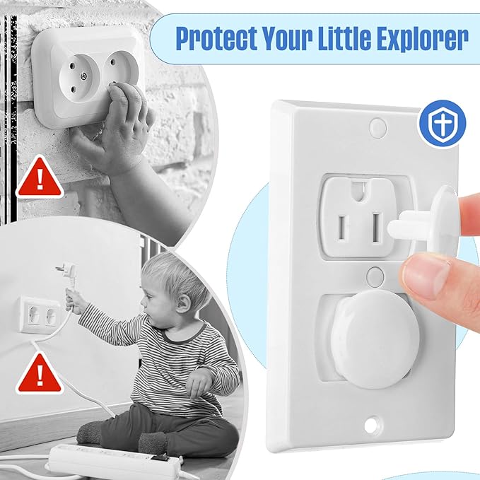 Thyle 200 Pcs Outlet Covers Bulk Child Baby Proofing Plug Covers for Electrical Outlets Easy Install Socket Sturdy Safe Secure Baby Proofing Kit for Home Office Bulk (White)