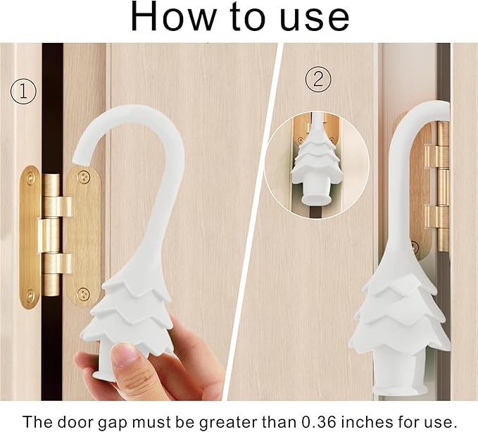 YOFENZO Christmas Tree Hanging Silicone Door Pinch Guard and Anti Door Slam Stopper,Child Safety Finger Pinch Guard,Baby Proofing Doors to Keep Door Open Stop Door from Slamming(2 PCS White)