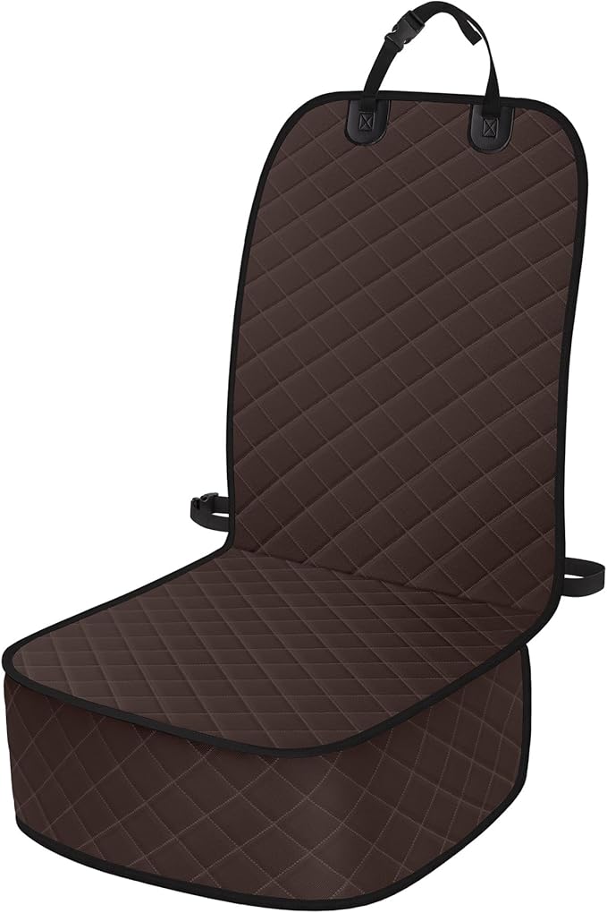 ELONGRIVER Dog Car Seat Covers, Waterproof Front Seat Cover for Dogs, Scratch-Proof, Nonslip Pet Passenger Seat Cover Protector, Universal Fit for Cars Trucks SUVs, Large Size, Dark Coffee