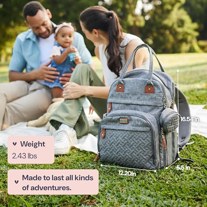 BabbleRoo Diaper Bag Backpack - Baby Essentials Travel Tote - Multi function Water Resistant Diaper Bag, Travel Essentials Baby Bag with Changing Pad, Stroller Straps & Pacifier Case - Unisex, Beige | Multi function, Waterproof, Diaper Bag, with Changi...