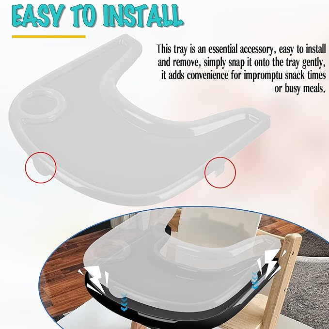 High Chair Tray Cover Compatible with Stokke Tripp Trapp Chair with Cup Holder - Smooth Surface and Strong Suction - Made with Food-Safe Plastic (BPA BPS BPF Lead Phthalate Free) - Clear