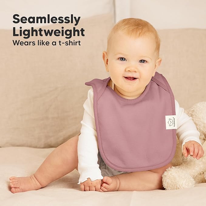 KeaBabies 8-Pack Baby Bibs for Boys, Girls - Pullover Bibs for Drooling Teething Baby Girl & Boy Toddler, Newborn, Soft & Absorbent, Cute Colors, Large Torso Coverage Keep Infant Clean & Dry (Mauve)