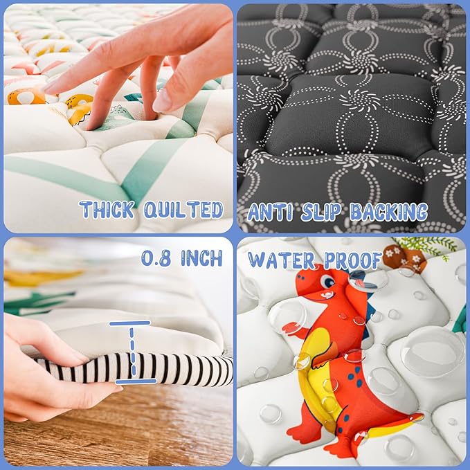 Baby Play Mat 50x50 Playpen Mat Upgraded Thicker Baby Floor Play Mat Waterproof Baby Playmat Cushioned Anti- Slip Crawling Mat for Babies Toddlers Infants Tummy Time(50x50, Letter Dino)