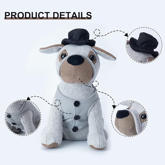 Marwood Cute Door Stopper Decorative Door Stops for Home and Office, Gentleman Dressed Dog Weighted Interior Doorstop Fabric Stuffed Animal Door Stopper Floor Decorative