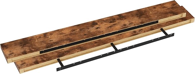 Ballucci Floating Shelves, 55" Wood Wall Shelf Set of 2, with Invisible Brackets for Bathroom, Living Room, Bedroom, Kitchen, Nursery, 6" Deep, Rustic Brown