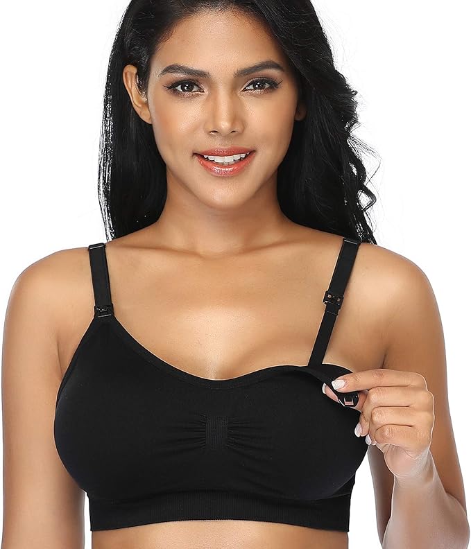 GXXGE 4Pack Nursing Bra for Breastfeeding Maternity Bras Push Up Silk Seamless Pregnancy Bralette Underwear