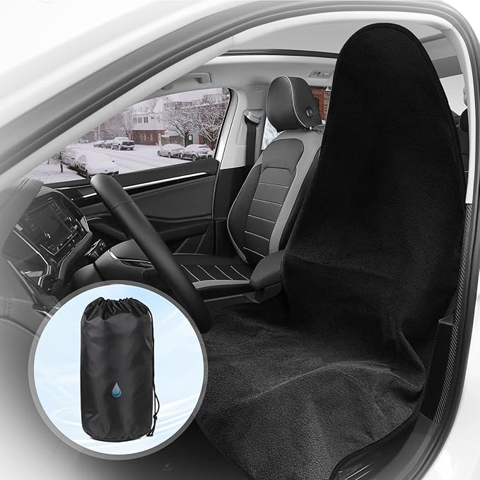 ZIMABLUE Terry Cloth seat Cover Universal Waterproof Car Sport Towel Seat Cushion Non-Slip Sweat-Absorbent Towel Cloth Suitable for All Seasons Waterproof Beach Seat Cover Washable
