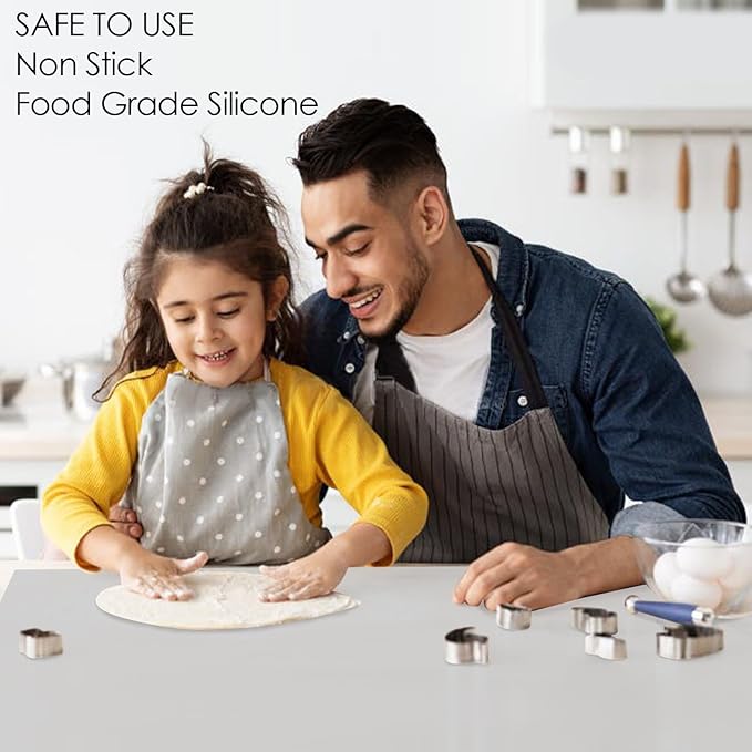 Extra Large Silicone Mat for Kitchen Counter 36" x 24" Silicone Table Mat for Resin Workbench Mat Heat Resistant Mat CoffeeBar Mat, Gray