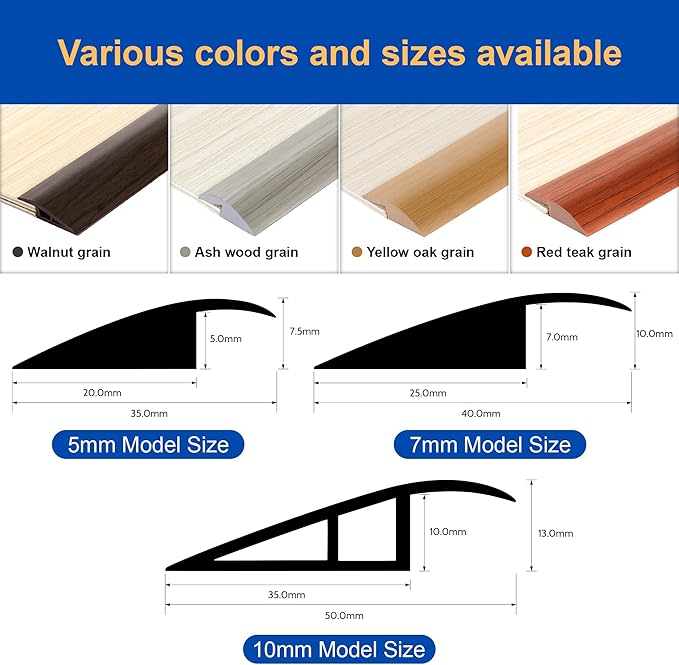 BNELL Floor Transition Strip Self Adhesive-PVC Carpet & Floor Edging Trim Strip,Threshold Transitions Suitable for Threshold Height Less Than 5mm (9.84FT_Gray Wood Grain)