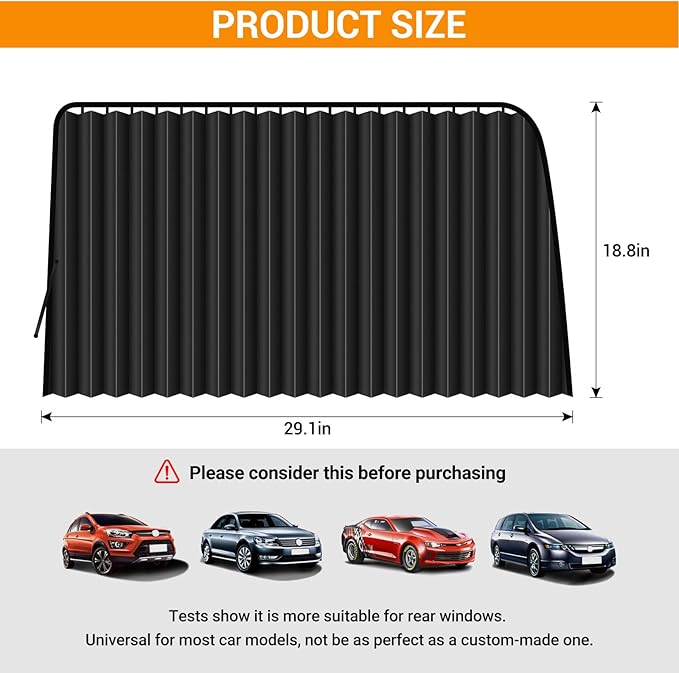 ZATOOTO Car Side Window Sun Shades - Privacy Magnetic Black 2 Pcs Covers Blinds Curtains - Auto Accessories Sunshades Keeps Cooler Screen for Baby Sleeping