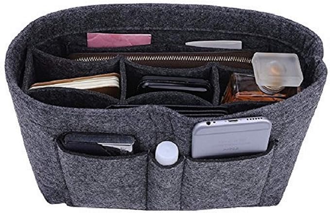 ZTUJO Purse Organizer Insert, Felt Bag Organizer For Handbag Purse Organizer,13 Colors, 6 Size (X-Large, Grey)